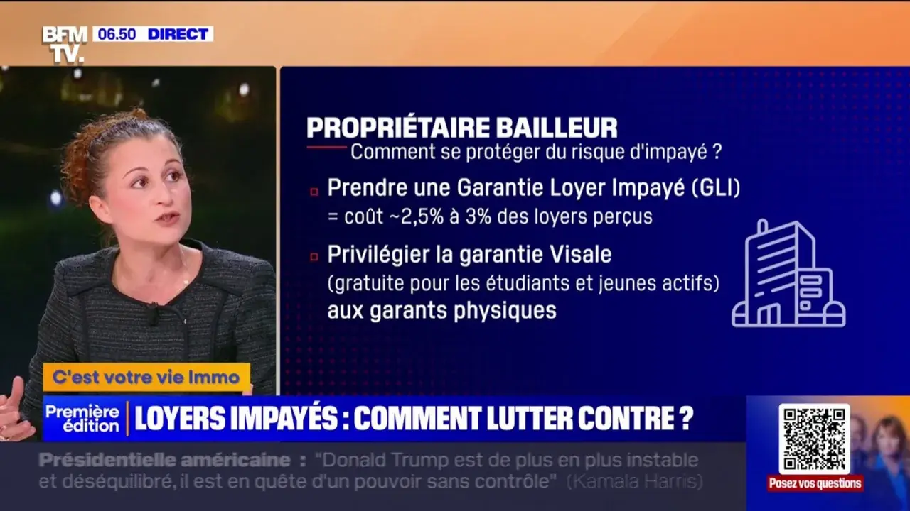 Une femme parle de la garantie loyer impayé pour se protéger du risque de loyers impayés.