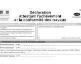 Formulaire Cerfa pour une déclaration attestant l'achèvement et la conformité des travaux d'une maison.