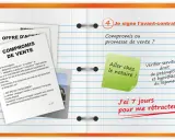 Documents de "Compromis de vente" et "Offre d'achat" sur un bureau. Une note indique "Aller chez le notaire !" et "J'ai 7 jours pour me rétracter", évoquant la promesse d'achat notaire.