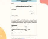 Modèle de quittance de loyer pour le mois de ... avec détails du règlement (loyer, charges, total) et espace pour signature.