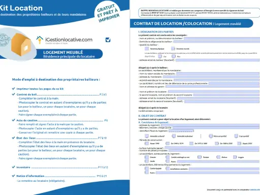 Contrat de location pour un logement meublé, avec instructions pour le bailleur. Exemple annonce location appartement meublé.