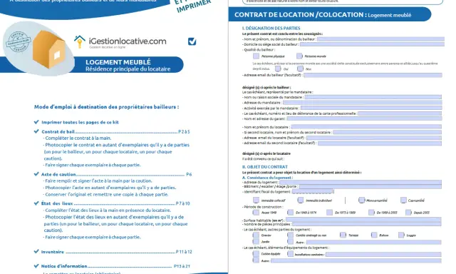 Contrat de location pour un logement meublé, avec instructions pour le bailleur. Exemple annonce location appartement meublé.