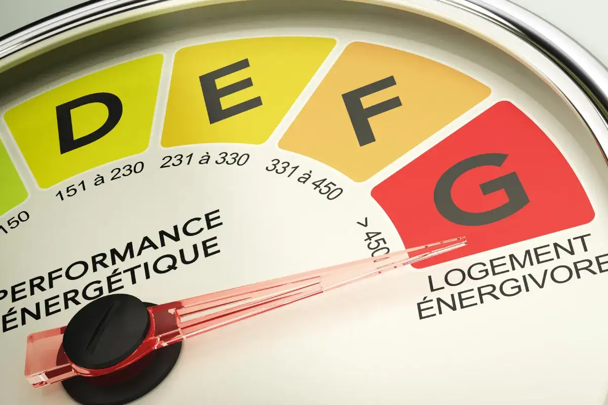 Indicateur de performance &eacute;nerg&eacute;tique pointant vers 